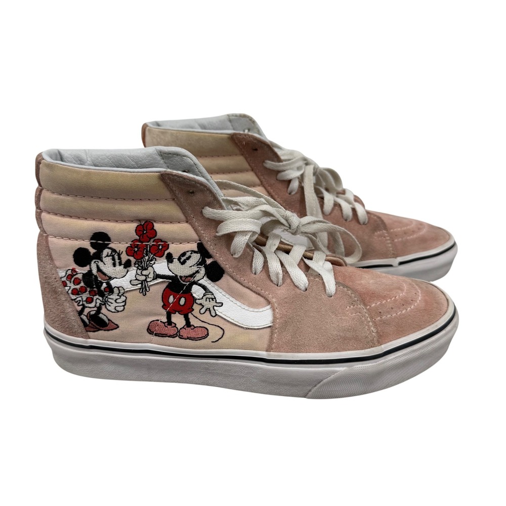 Vans x Disney Sk8-Hi Mickey Minnie Mouse Pink Suede Floral Sneakers‎ Womens 9